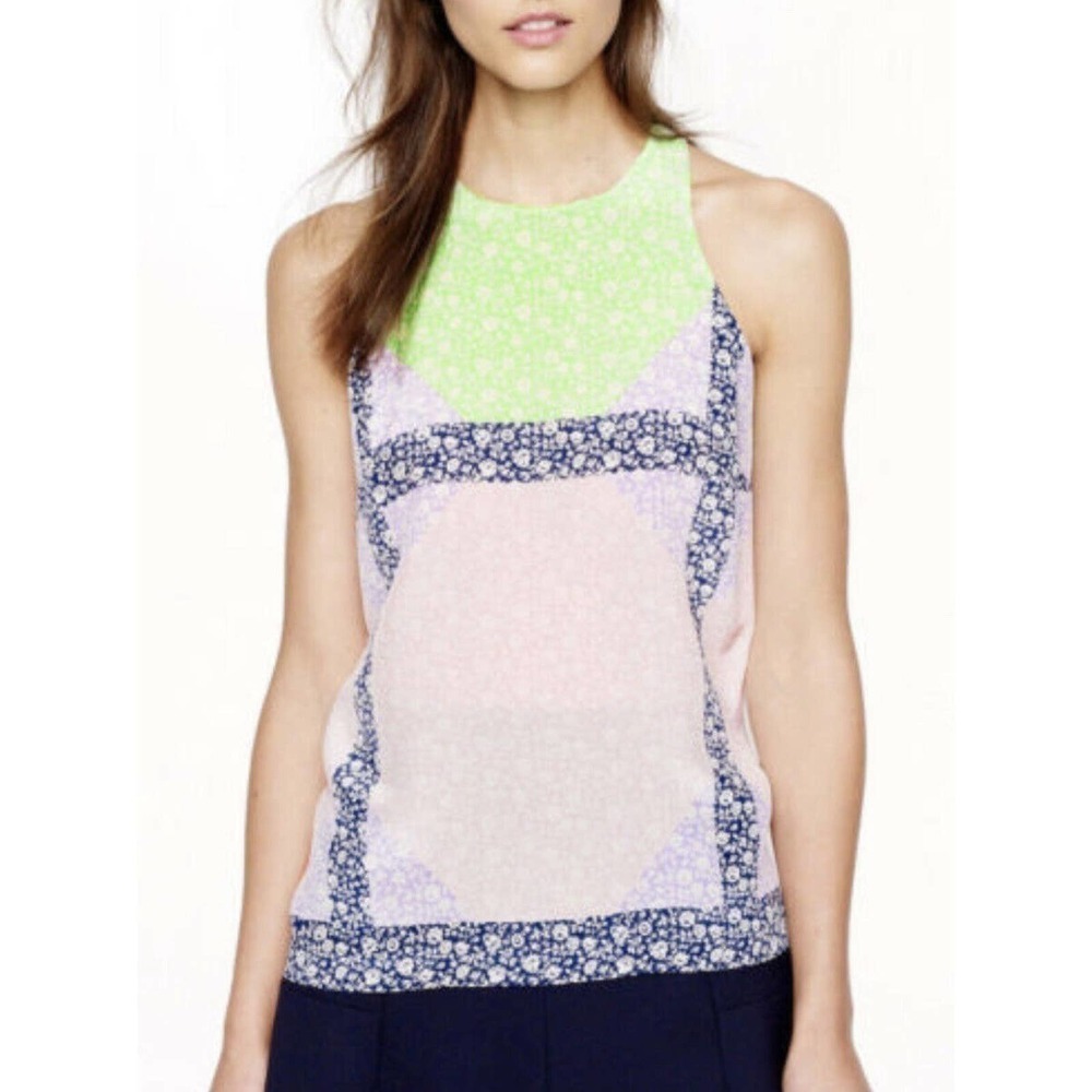 J Crew | Widowpane Silk Halter Top Womens Size 00 Purple Floral Sleeveless